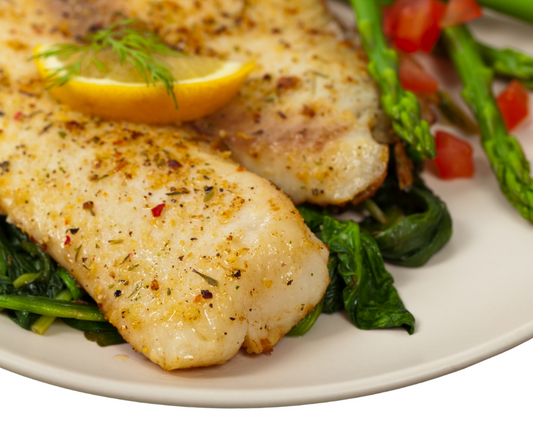 Poisson, puree de pomme de terre & légumes au four